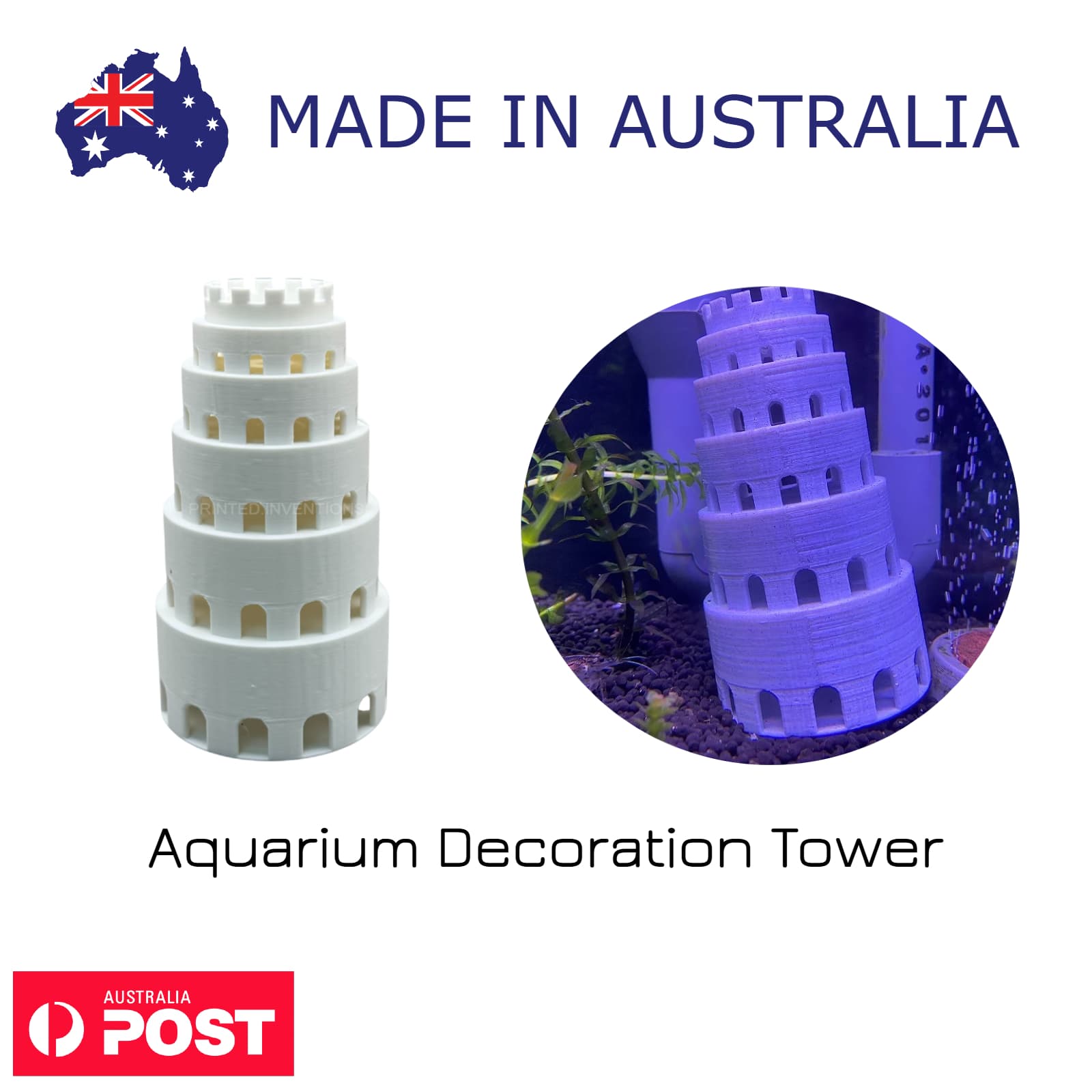 Aquarium Tower Decoration – Fish Tank Castle Spire Ornament with Swim-Through Hideouts