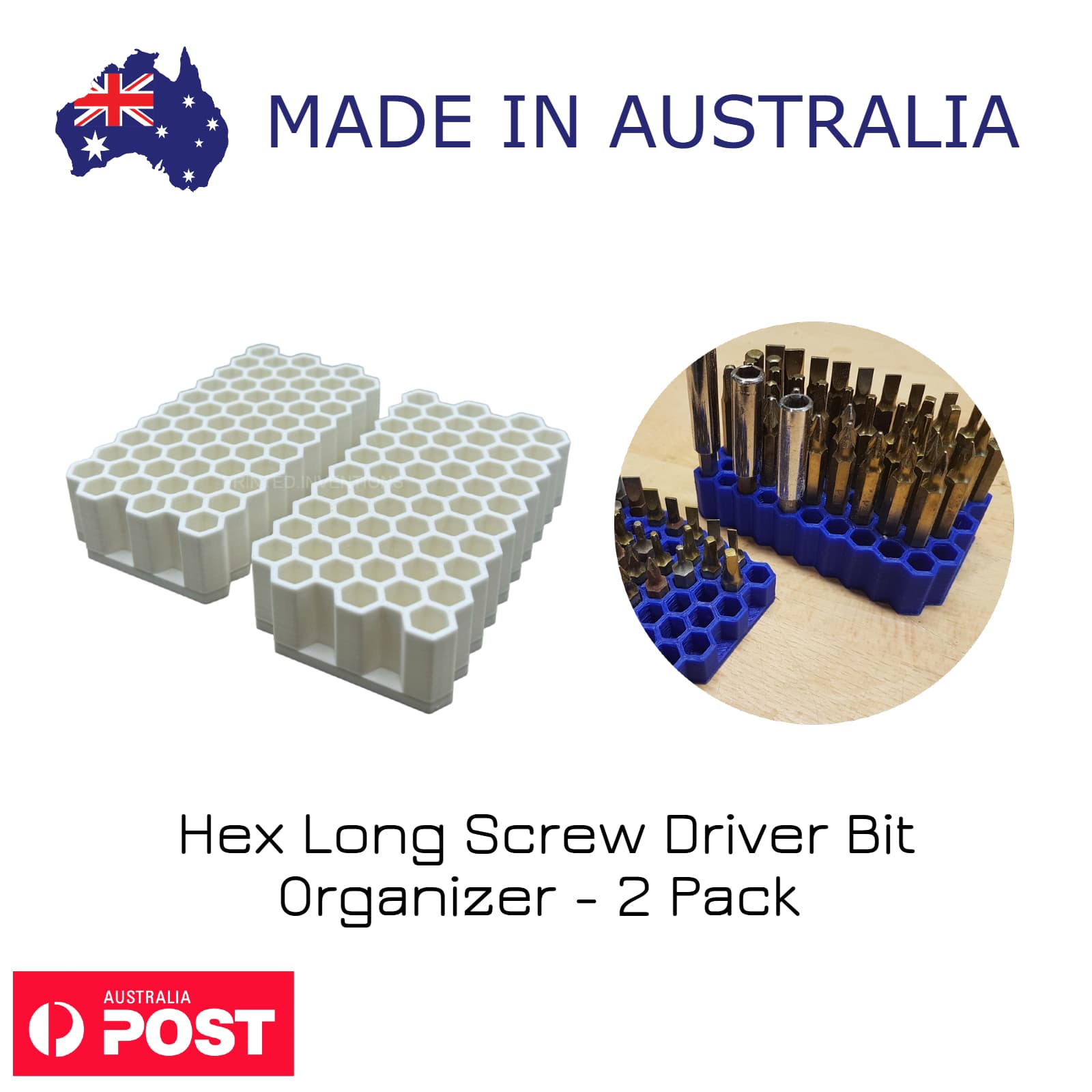 Hex Long Screwdriver Bit Organizer – 2 Pack Storage Holder for Extended Hex Bits