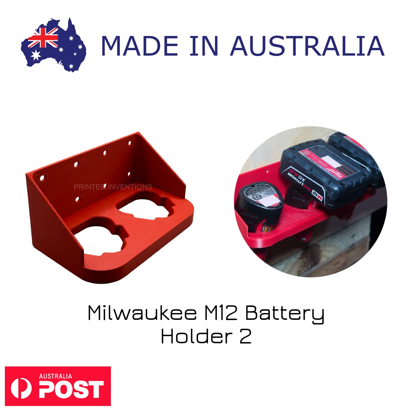 Milwaukee M12 Battery Holder and Wall Mount V2 – Heavy-Duty 12V Battery Storage Rack for Workshop & Van