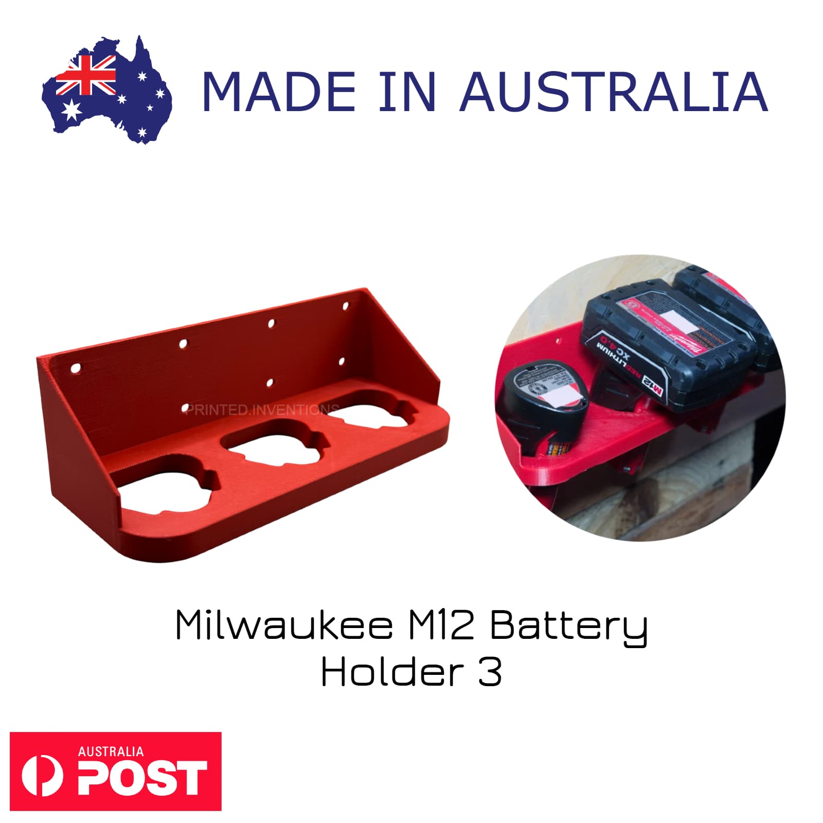 Milwaukee M12 Battery Holder and Wall Mount V3 – Enhanced 12V Battery Storage Rack for Workshop, Van & Garage