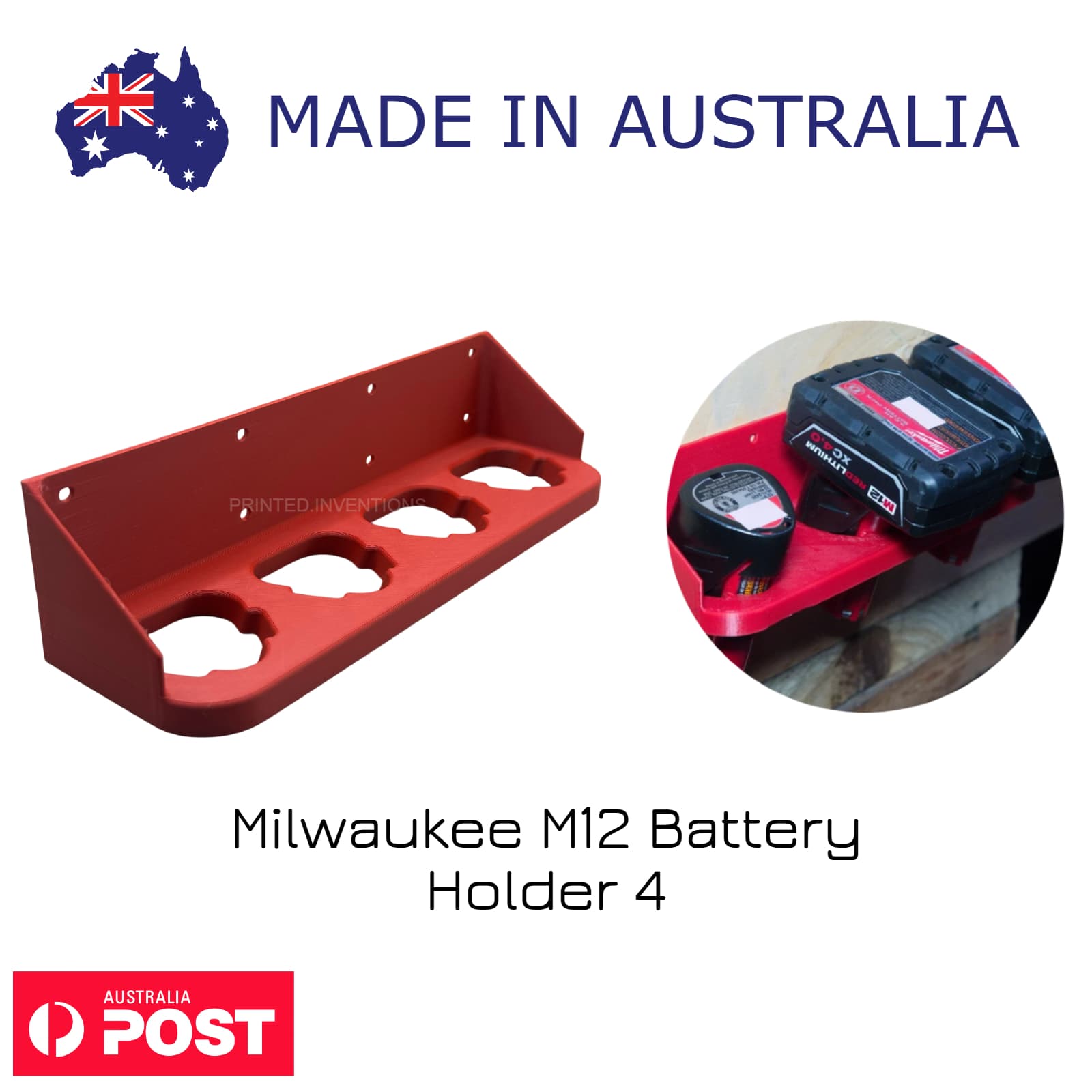 Milwaukee M12 Battery Holder and Wall Mount V4 – Heavy-Duty 12V Battery Organizer for Workshop, Garage & Van