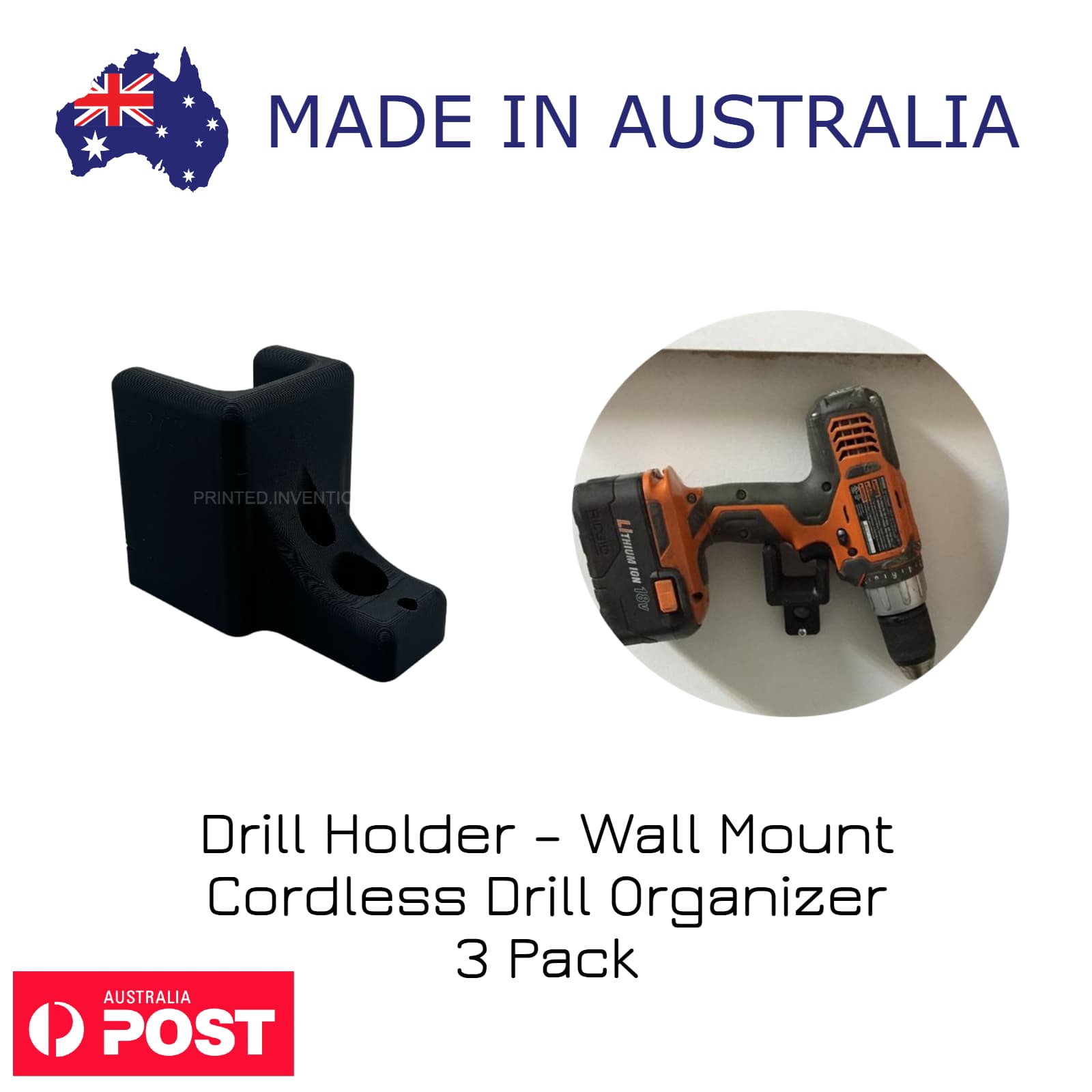 Drill Holder – Wall Mount Cordless Drill Organizer for Garage & Workshop- 3 Pack