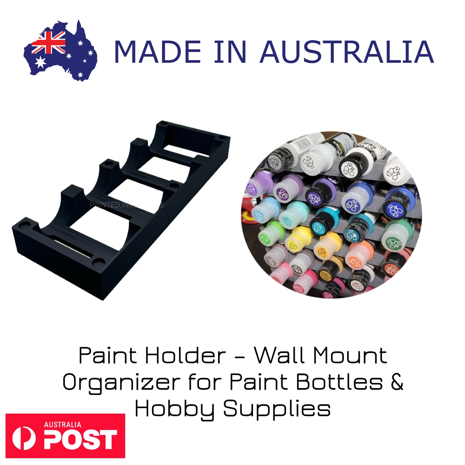 Paint Holder – Wall Mount Organizer for Paint Bottles & Hobby Supplies